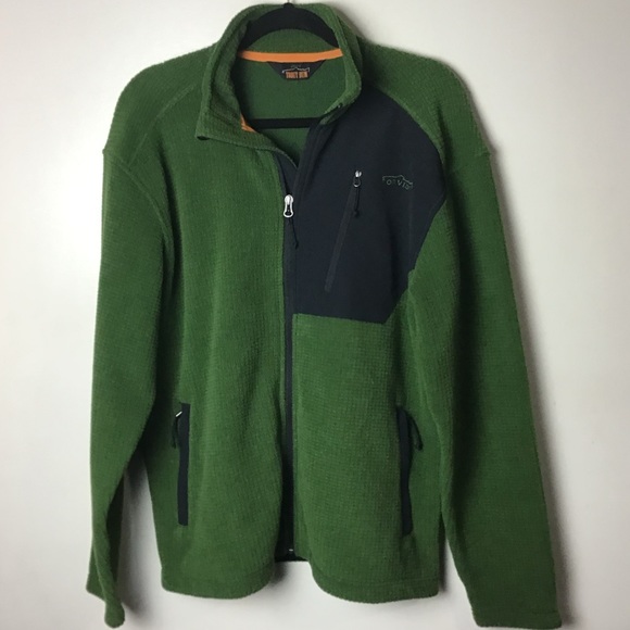 Orvis Trout Bum green textured fleece full zip jacket. Medium - Picture 1 of 3